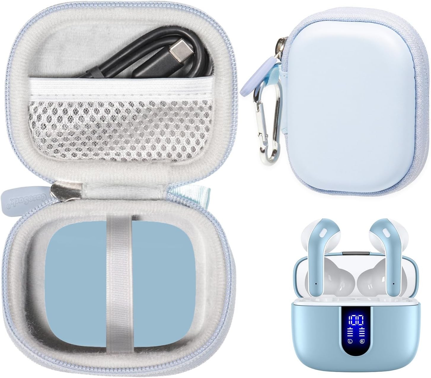 TAGRY X08 True Wireless Earbuds with 60 Hours of Charging Case & Carry Bag