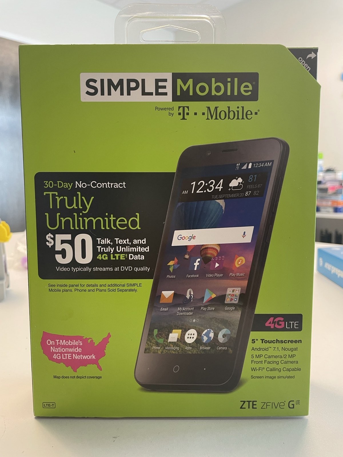 Simple Mobile – ZFIVE G Z557BL 4G LTE 16GB Memory Smartphone, microSD up to 32GB