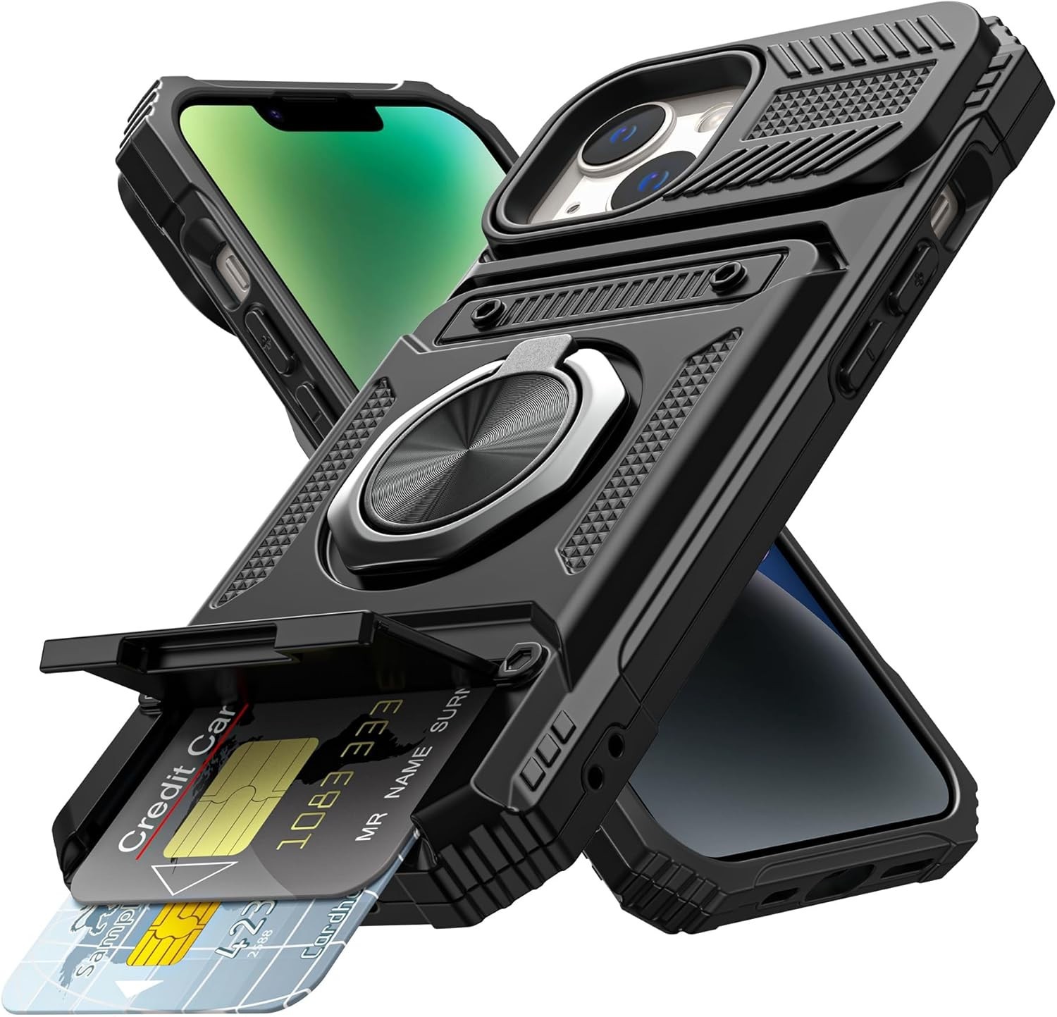 For iPhone 14 Plus Case Military Grade Protection Cover Armor Rugged, Black