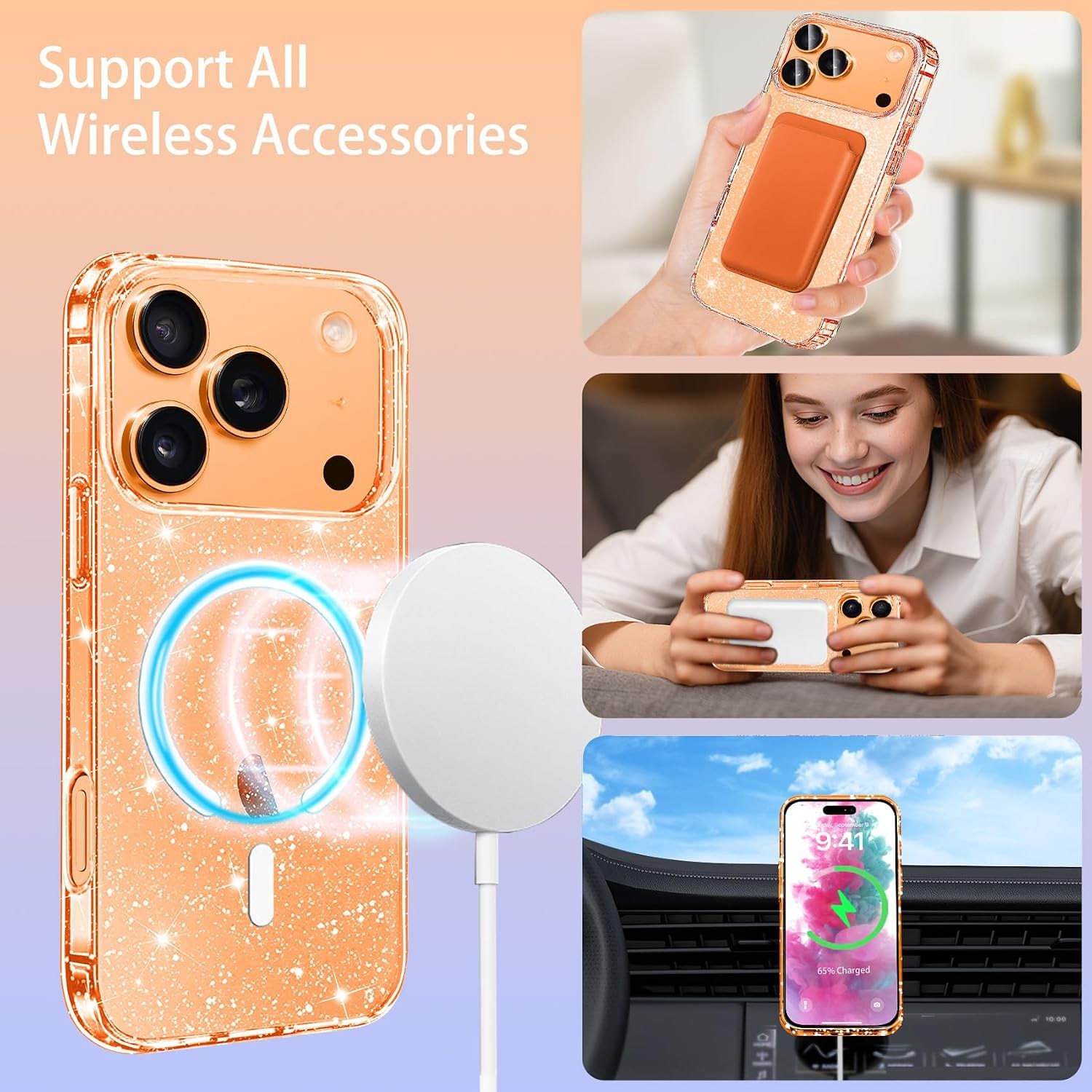 iPhone 17 Pro Max Case Glitter Magnetic, Sparkly Anti-Scratch Shockproof Cover