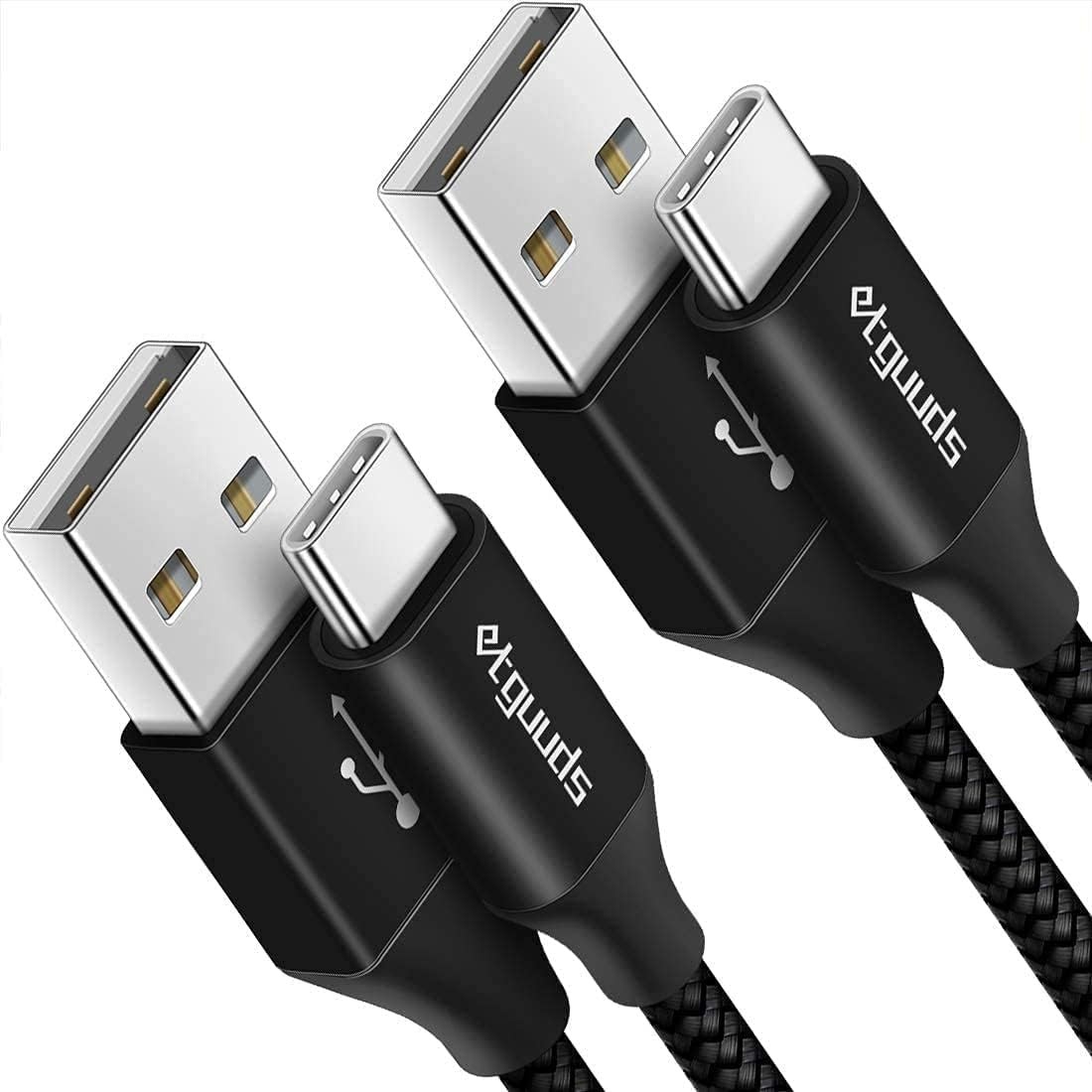 USB to USB C Cable 2ft, 2-Pack USB A to Type C Charger Cord Fast Charging Black