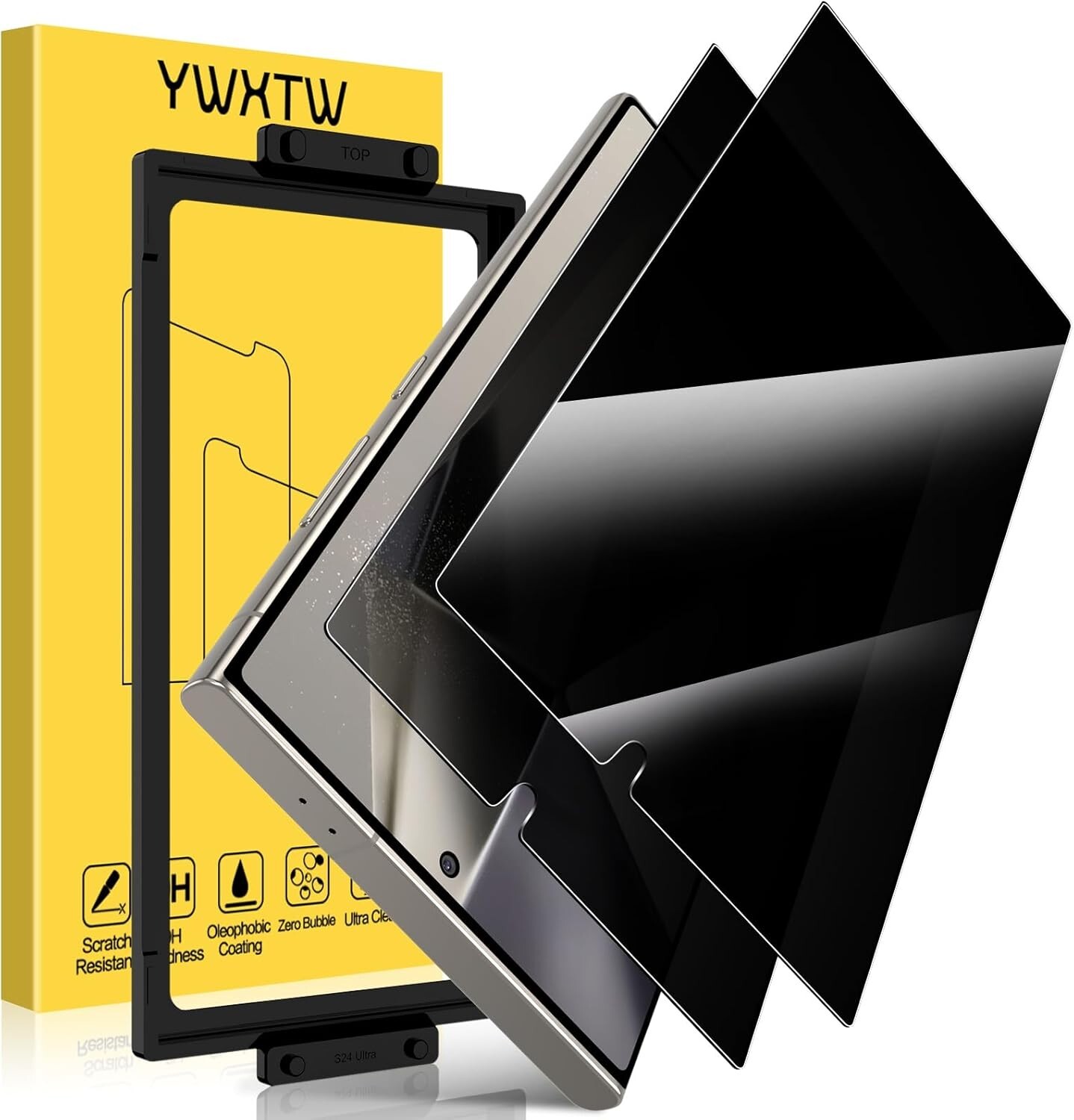 2 PCS For Galaxy S24 Ultra Privacy Screen Protector & Ultrasonic Fingerprint