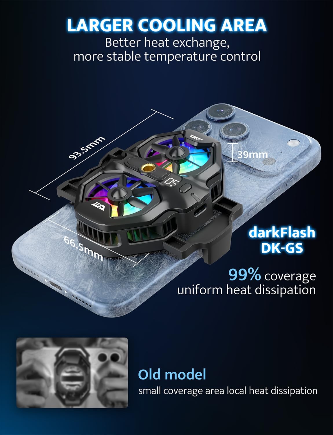darkFlash Dual Core Phone Cooler with Clip, Cell Phone Fan with Screw, Phone …