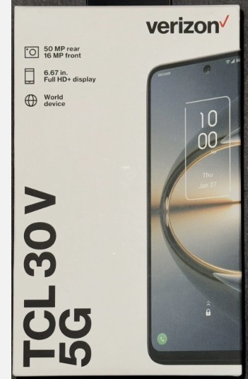 Verizon TCL 30 V 5G, 128 GB, Black- Prepaid Smartphone Locked
