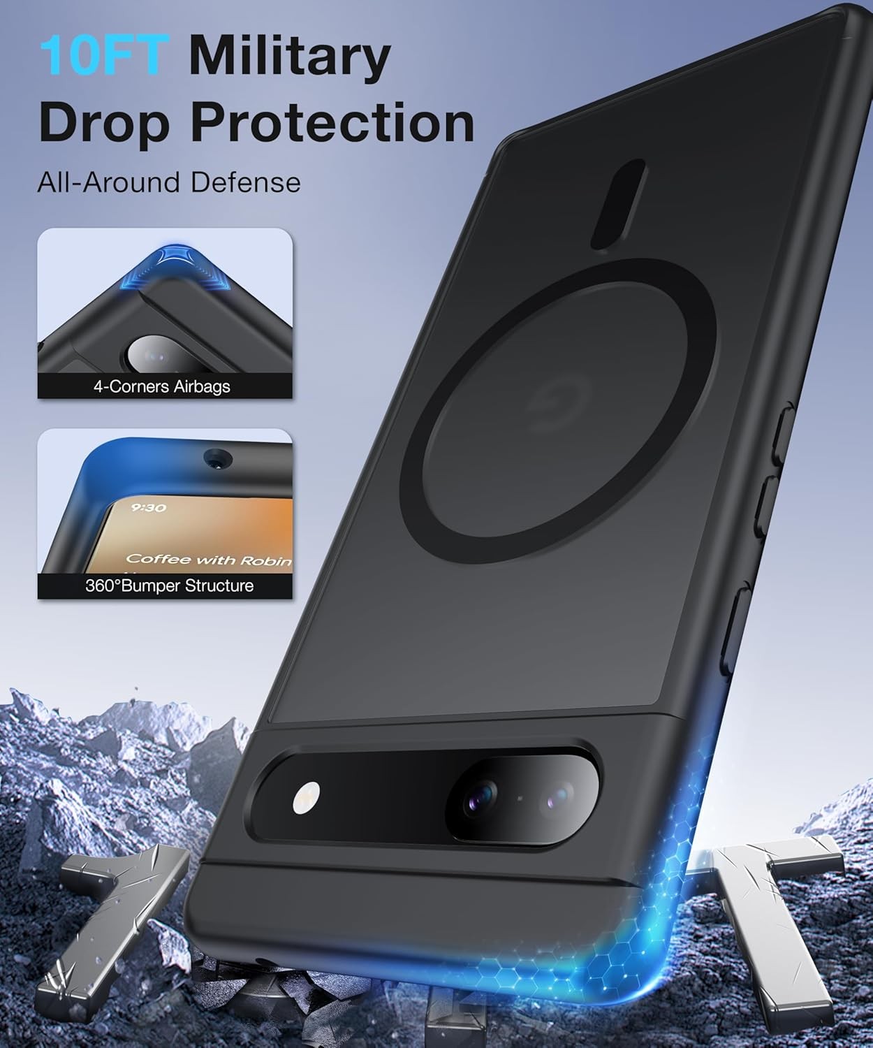 NO.1 Magnetic for Google Pixel 6a Case with Mag-Safe Slim Hard Case Soft Silicon