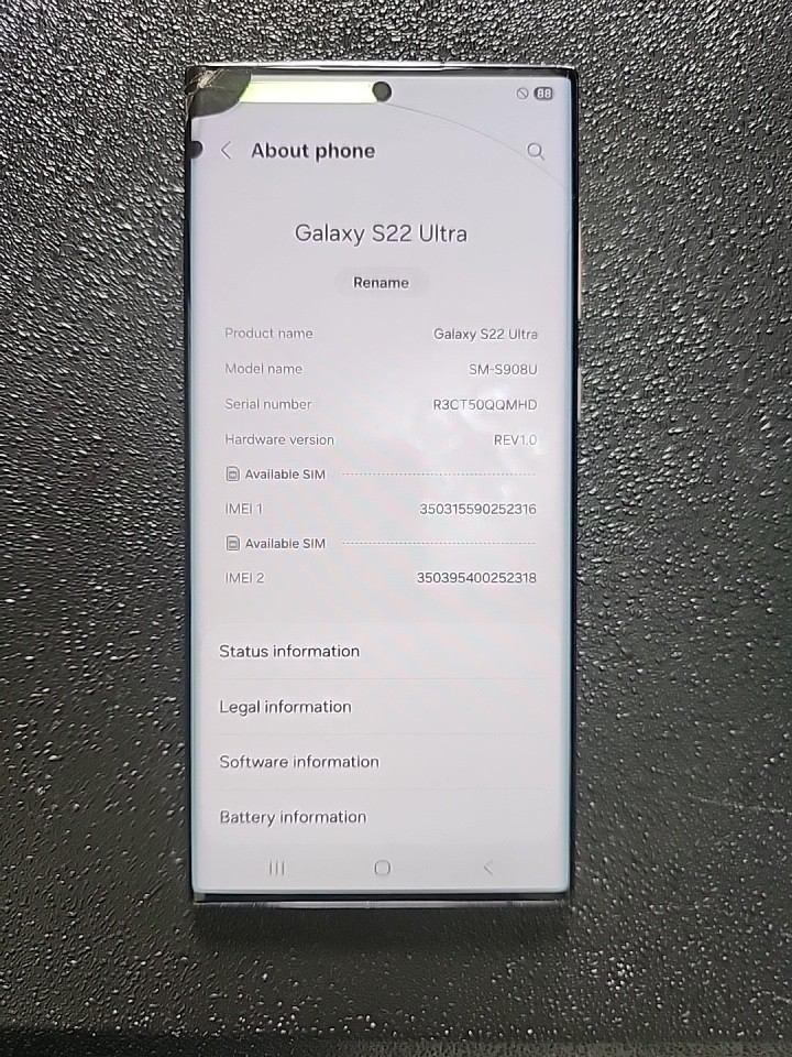 Galaxy S22 Ultra 128GB Unlocked. Parts only, Both Screens Broken. S pen Included