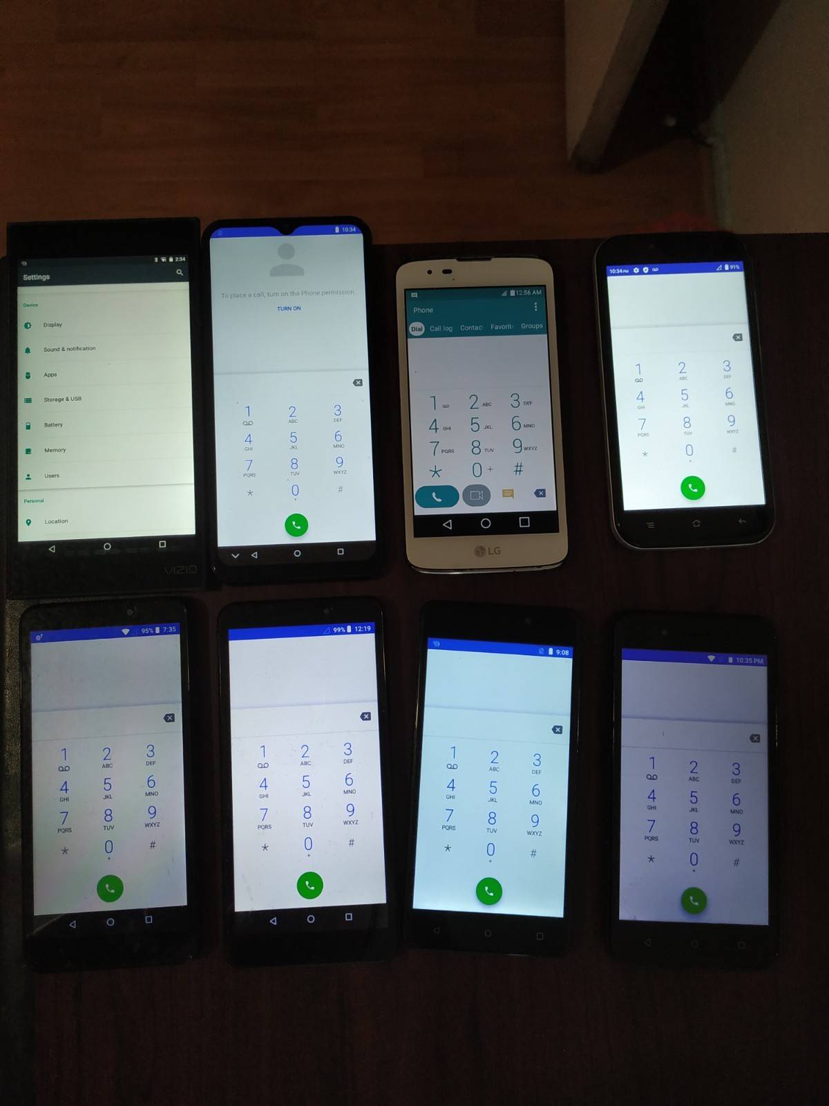 Lot of 8 Mixed Brand LG K7/ SKY Elite H5/ Wiko C210AE (2pc)/XR6M10 and other 8GB
