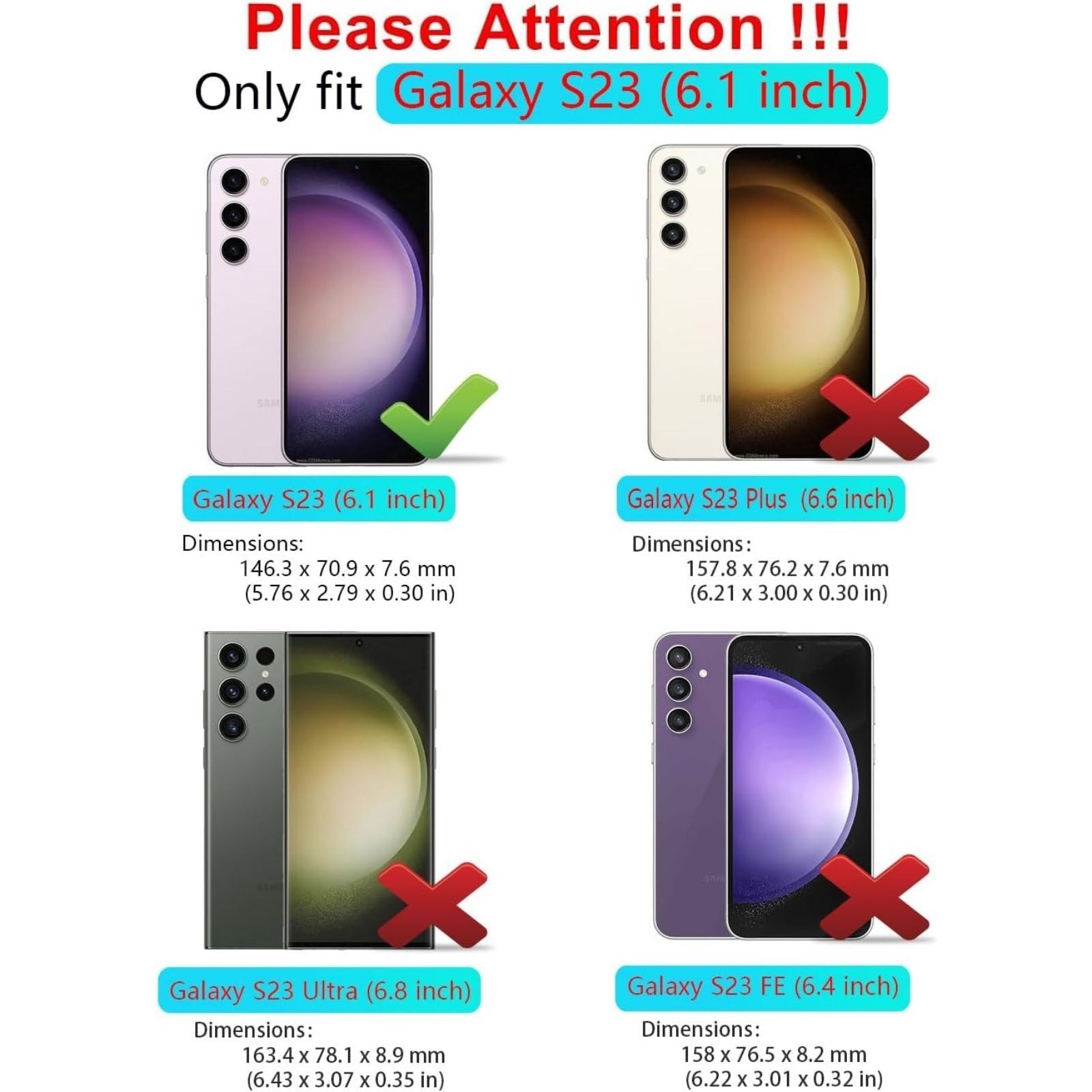 Heavy Duty Shockproof Phone Case for Samsung Galaxy S23 with HD Screen Protector