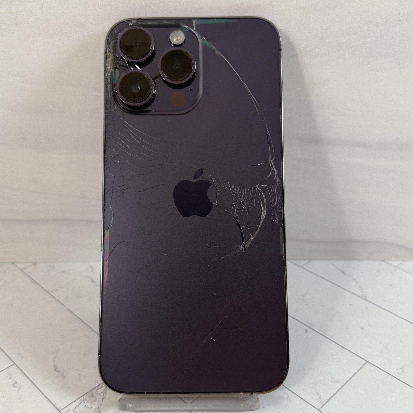 iPhone 14 Pro Max Unlocked 256 GB A2651 Damaged LCD Cracked Back Purple #A64