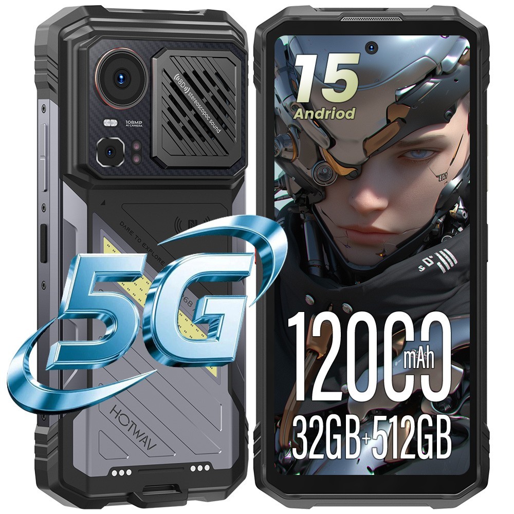 Rugged Smartphone HOTWAV Hyper 8 Pro 5G 12000 mAh 32GB+512GB 108MP 6.8in Phone