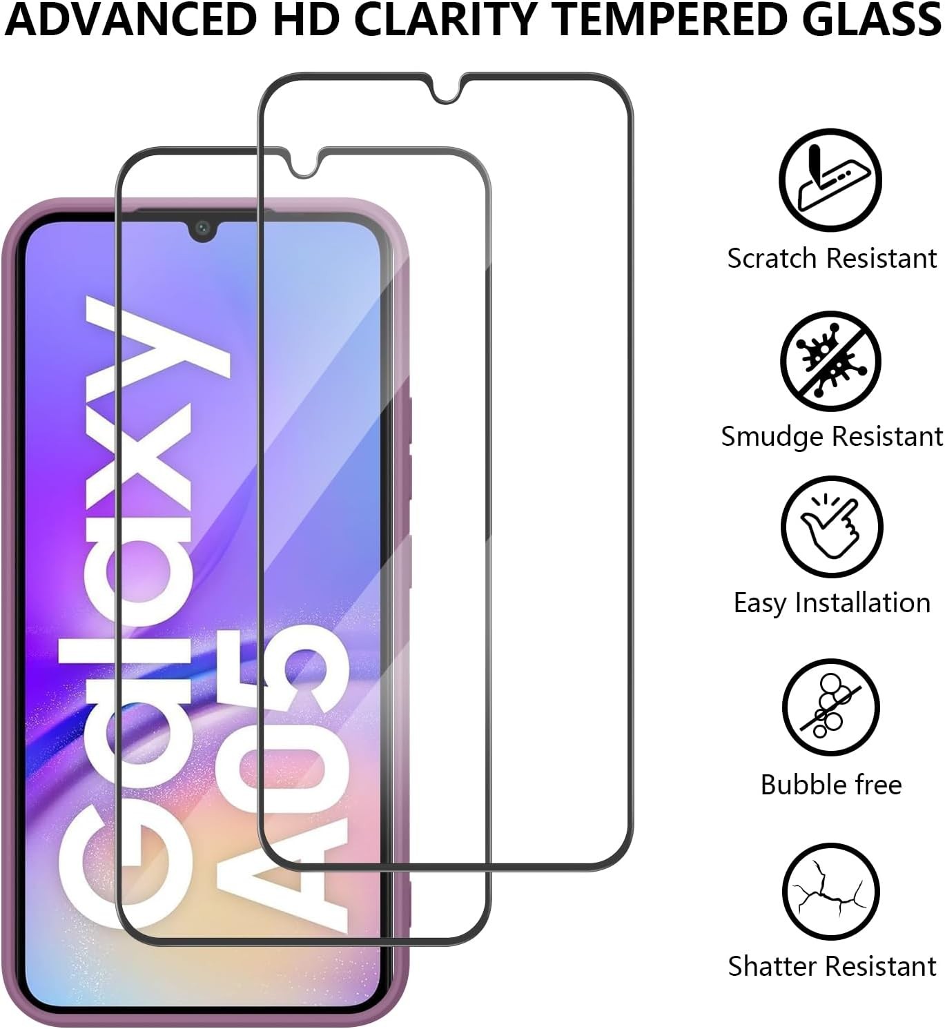 2PCS Soft Silicone Case & Screen Protector for Samsung Galaxy A05 6.7 Inch Shock