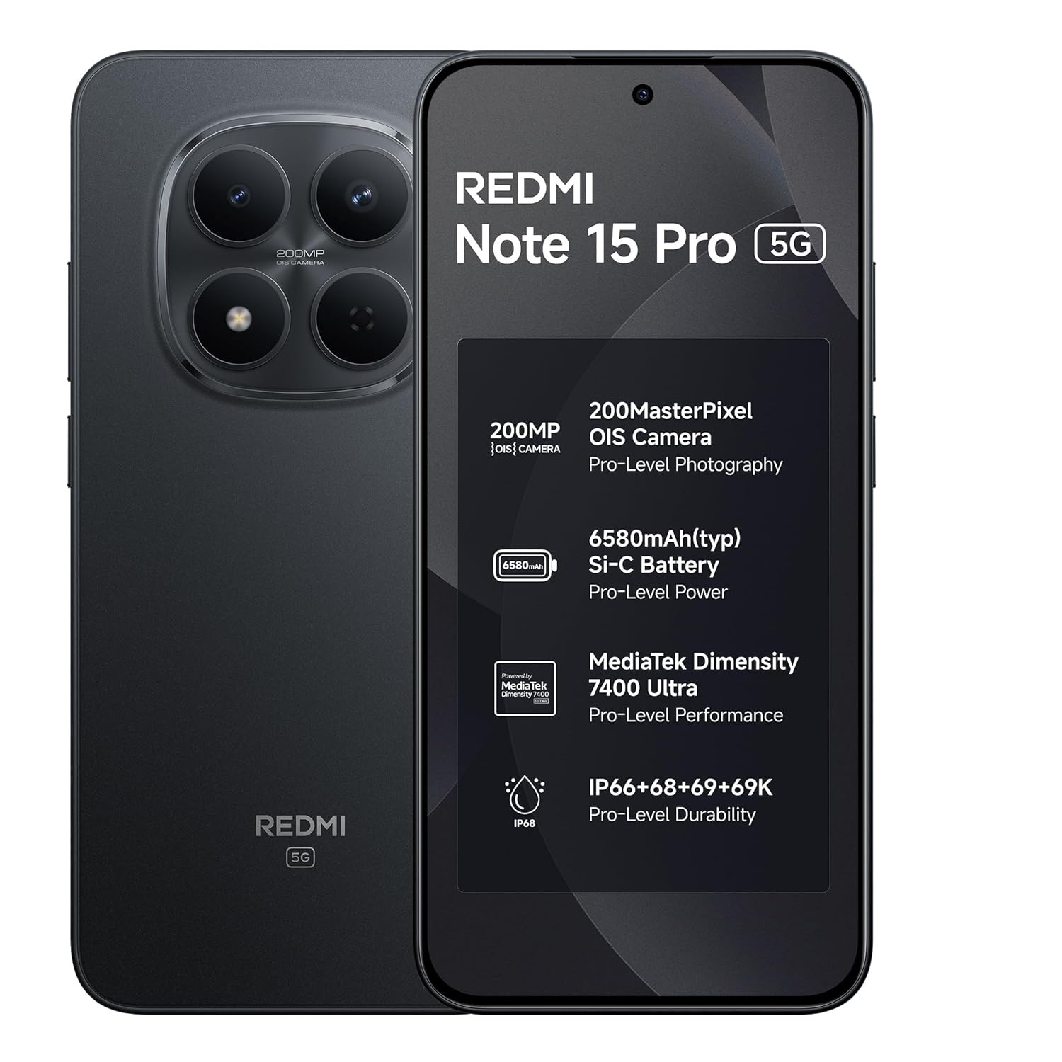 REDMI Note 15 Pro 5G Carbon Black 8GB 128GB Global Version Unlocked