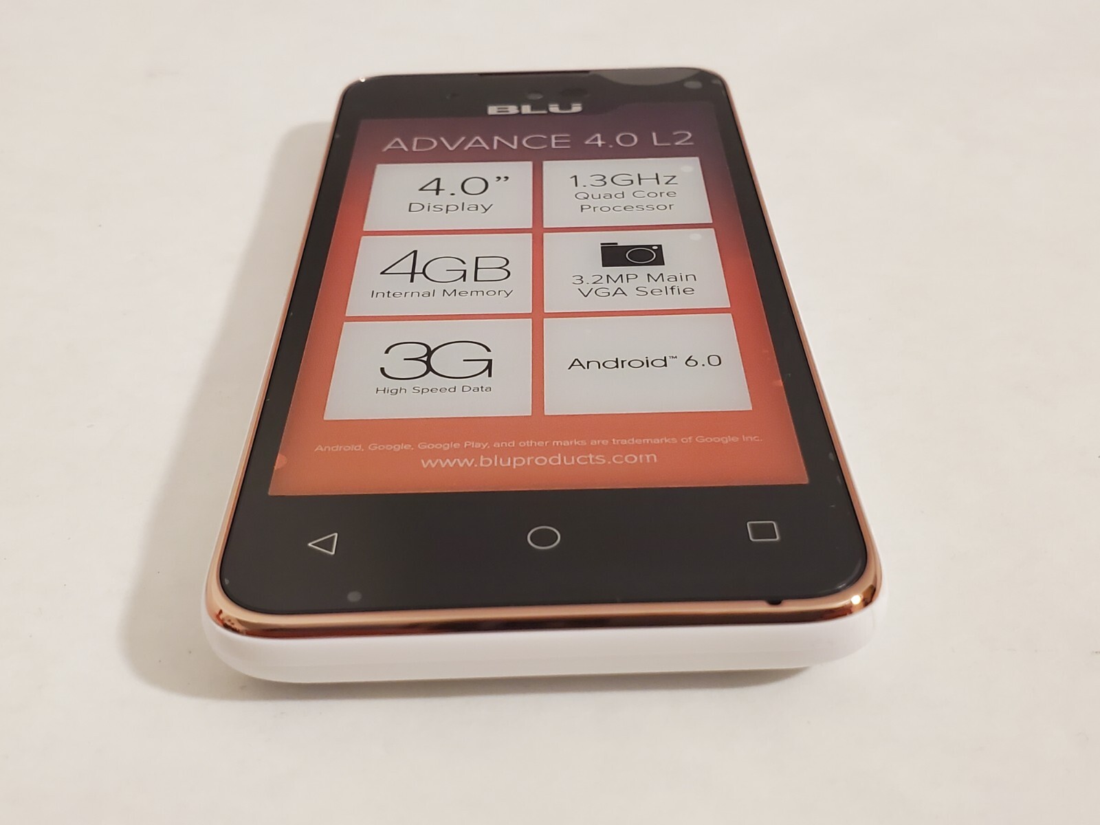 BLU Advance 4.0 L2 (A030L) 4GB – White 4″ Display Dual SIM Smartphone OPEN BOX