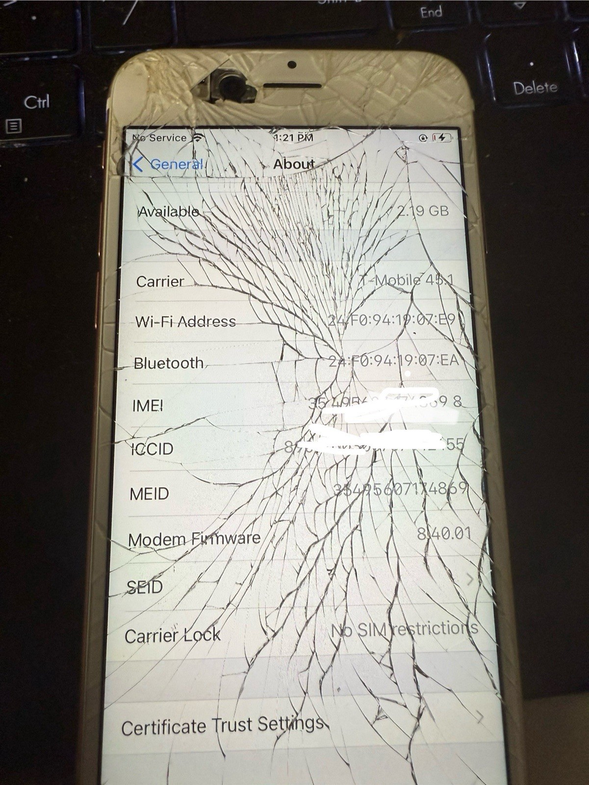 Apple iPhone 6s – 16GB – Rose Gold (Unlocked) A1633 (CDMA GSM) Screen Damage