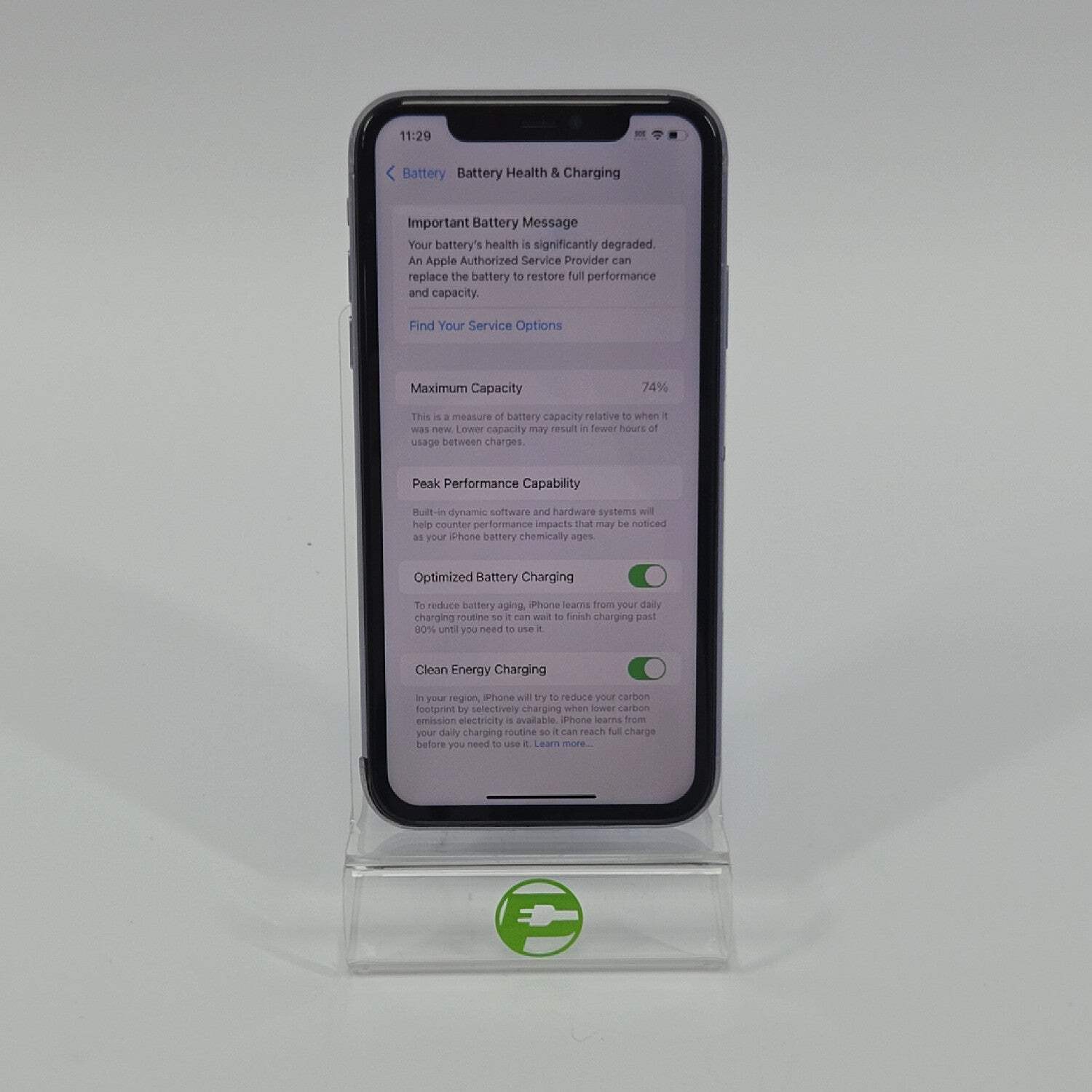 Broken Unlocked Apple iPhone 11 128GB 18.1.1 MWKY2LL/A shattered rear glass