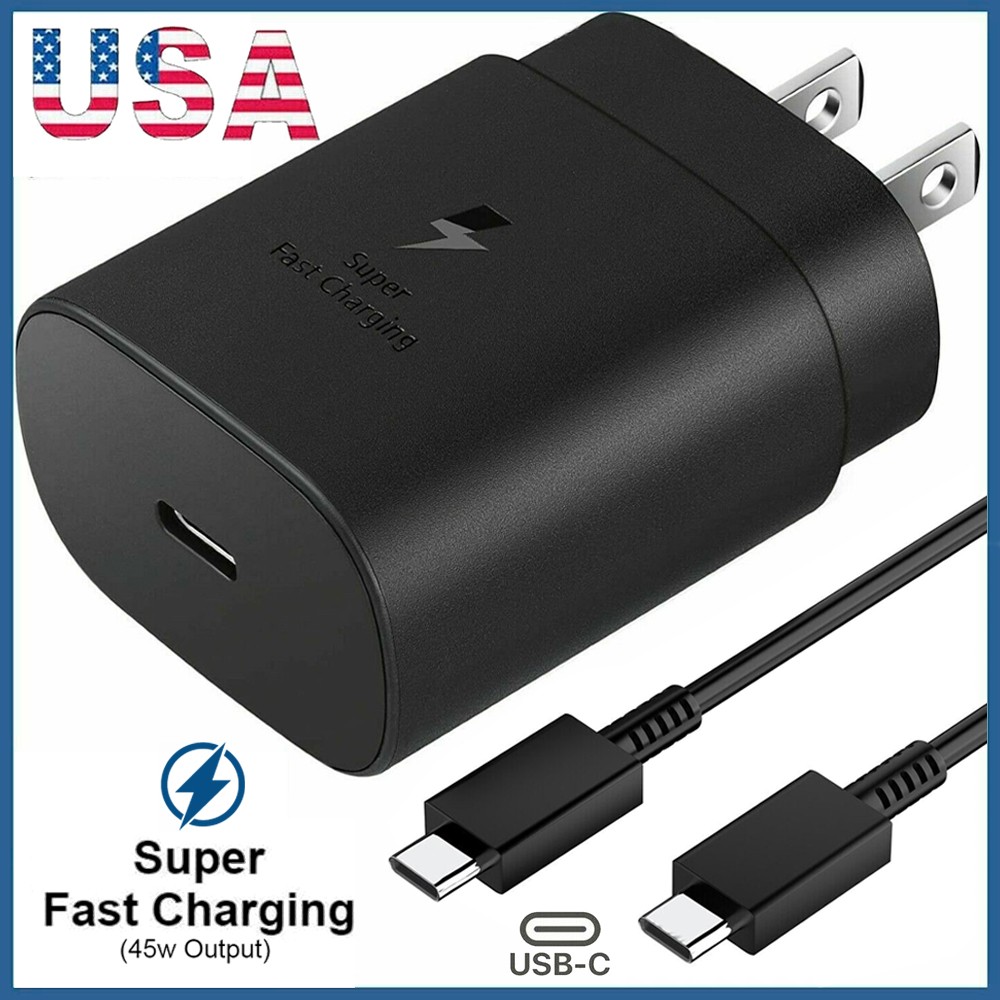 45W Fast Charging USB Type C Wall Charger + Cable For Samsung Galaxy S20 S22 21
