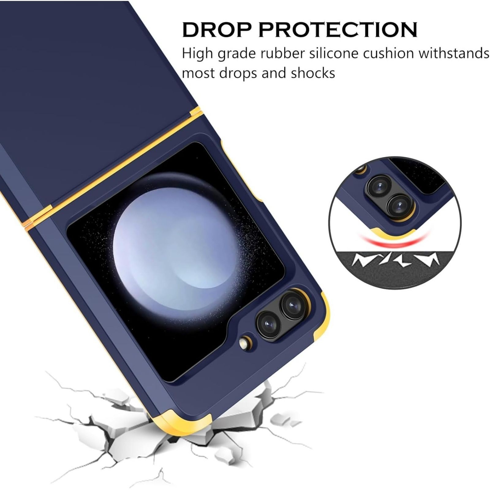 For Samsung Galaxy Z Flip 5 5G Case with Heavy Duty Drop Proof Protection Blue