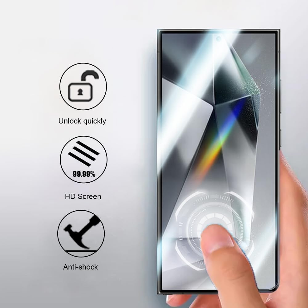 [3+1 PCS] Tempered Glass Screen Protectors for Samsung Galaxy S24 Ultra 6.8 Inch