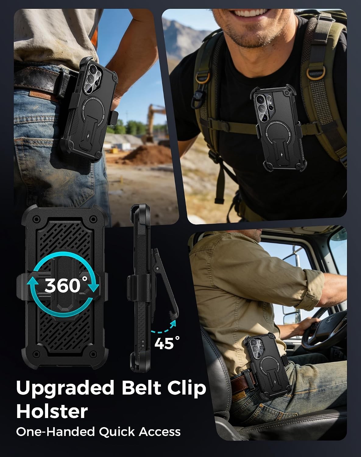 4-in-1 Samsung Galaxy S26 Ultra Case with Belt Clip Holster, Screen & Lens Prote