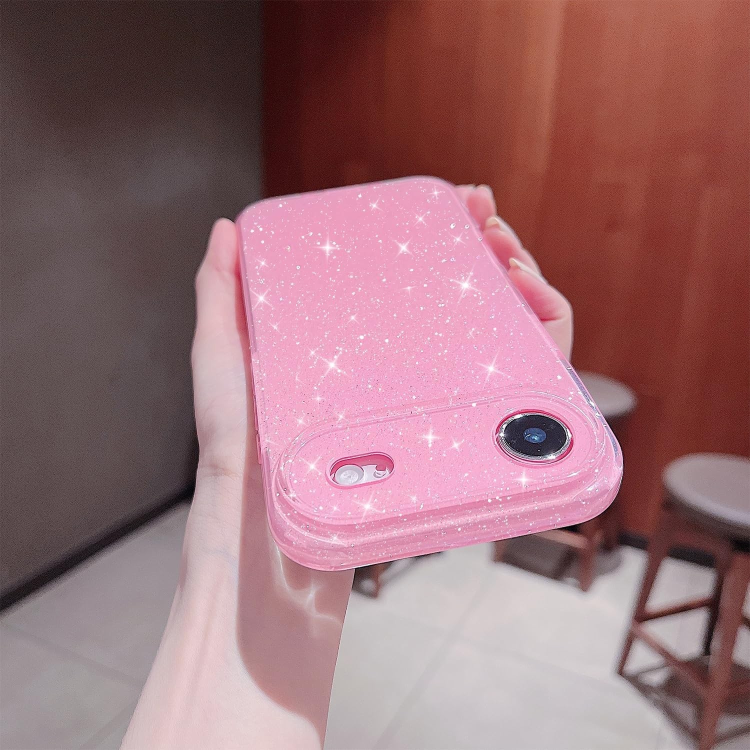 iPhone Air Neon Case, Cute Aesthetic Bling Glitter Thin Slim Shockproof Soft TPU