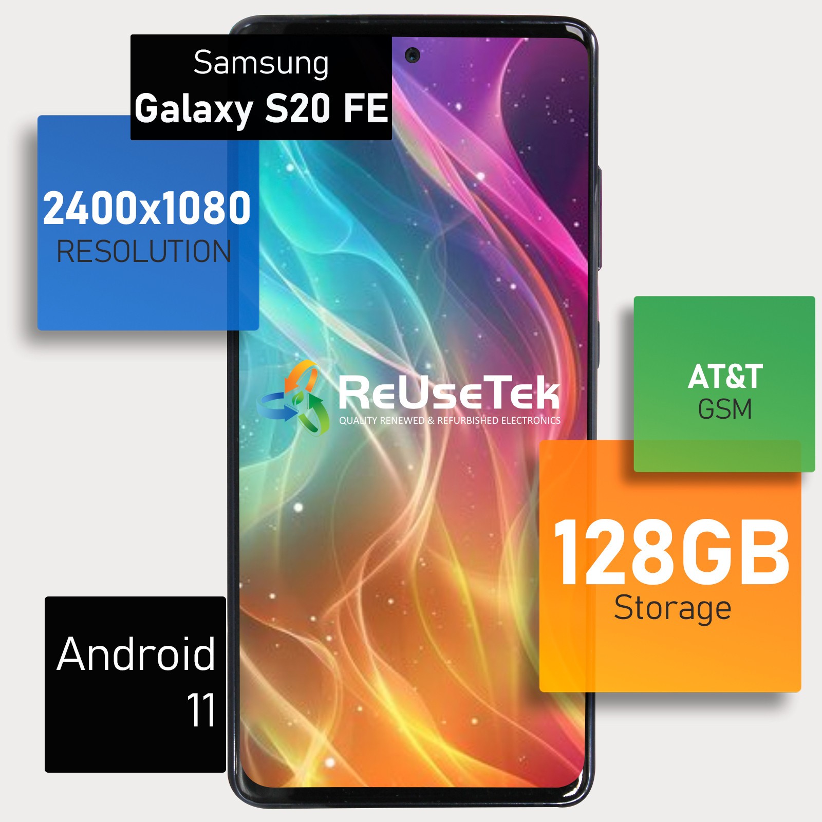 Samsung Galaxy S20 FE 5G | 6.1″ AMOLED | 128 GB | AT&T GSM | Good | Cloud Navy