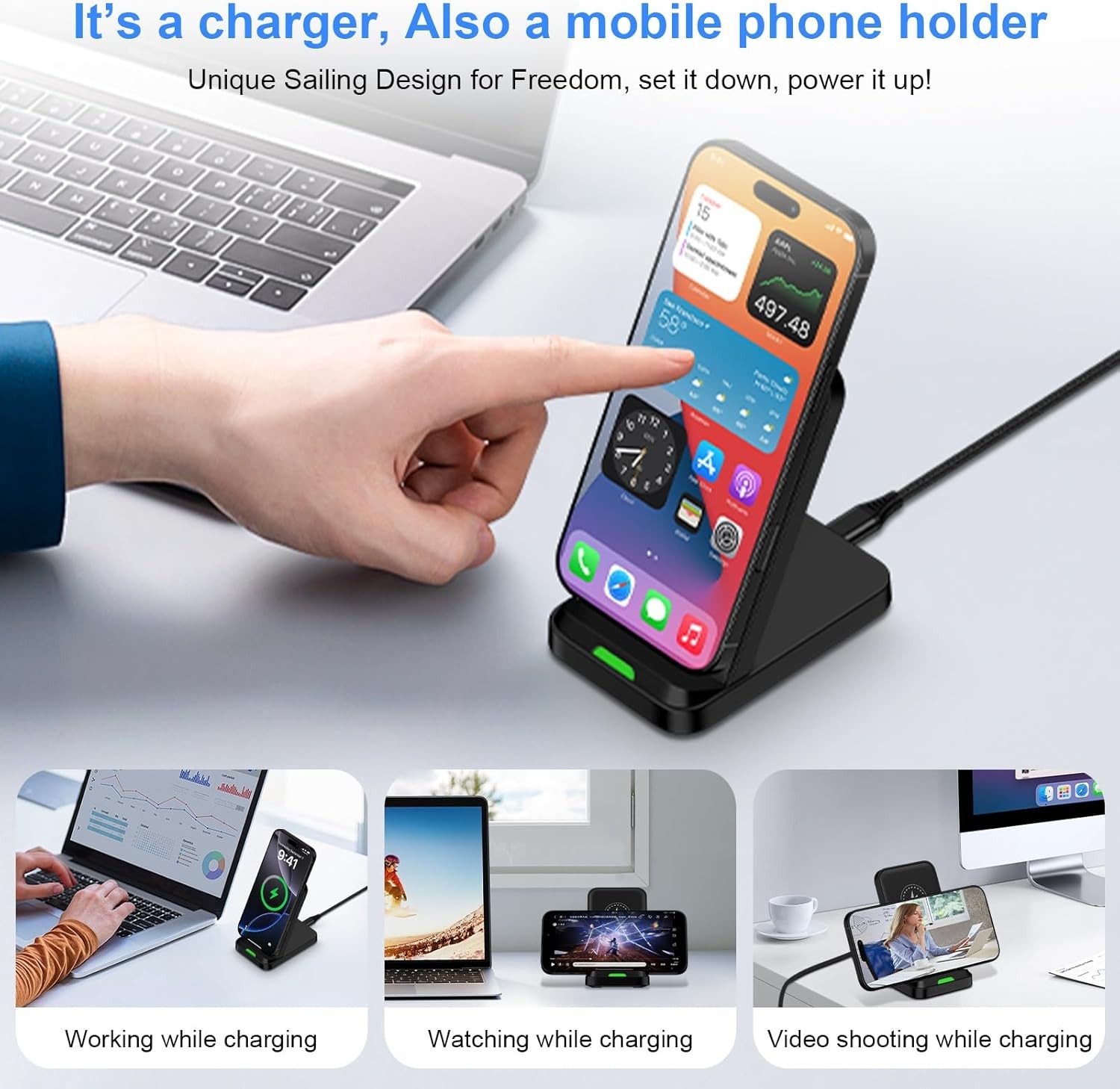 Wireless Fast Charger Stand for Samsung Galaxy S26 Ultra/S25/S24 Plus