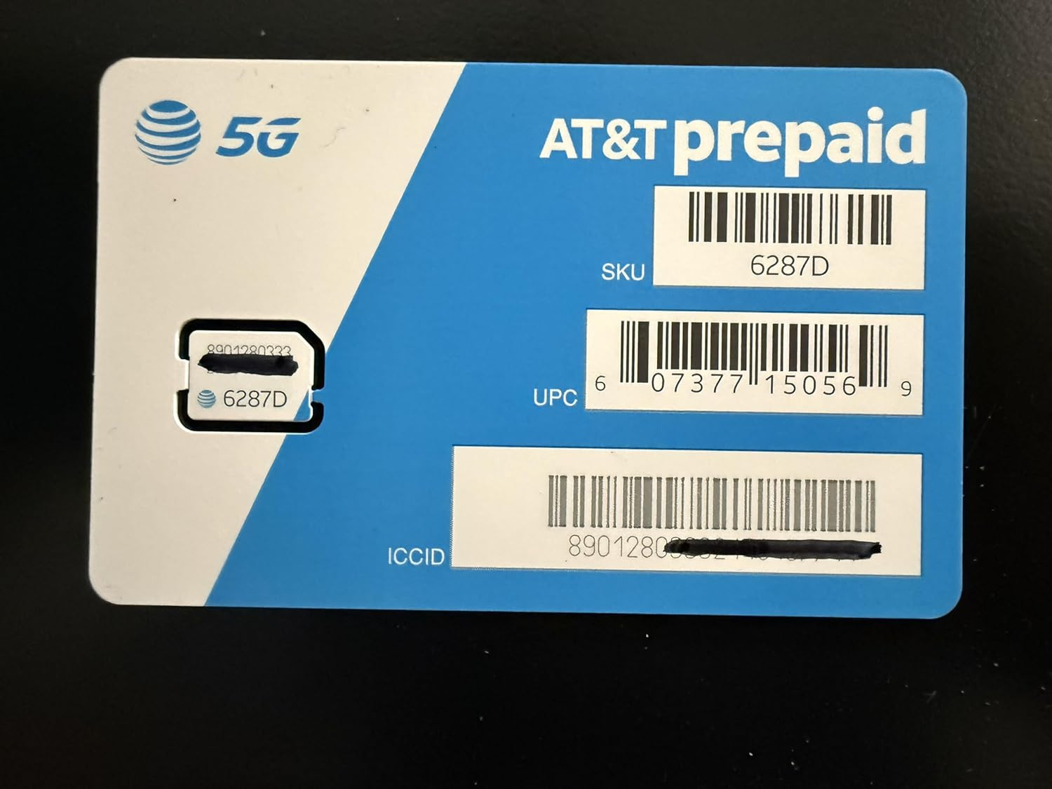 AT&T 5G Nano Sim Card for Use on ATT Prepaid or Postpaid Service! for Use with A