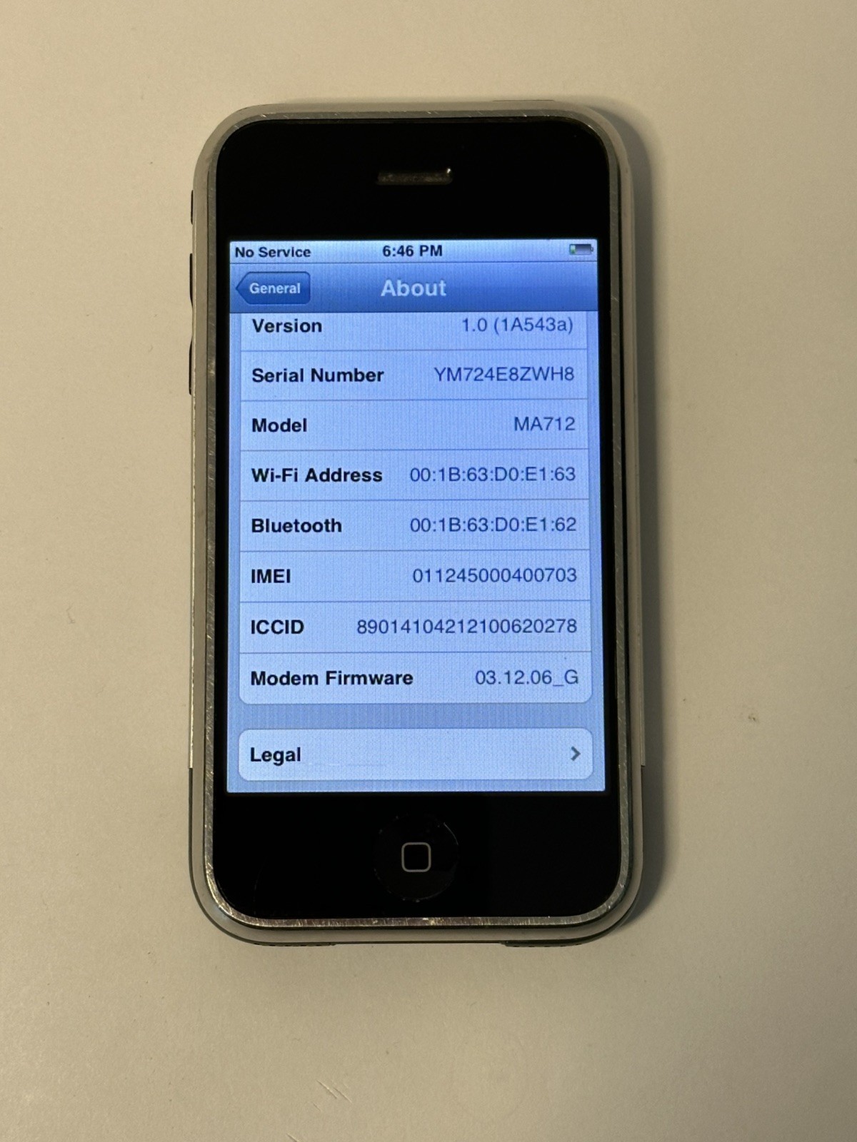 RARE YM iOS 1.0 LAUNCH DAY 8GB Apple iPhone 1st Generation Black A1203 (GSM) 2G