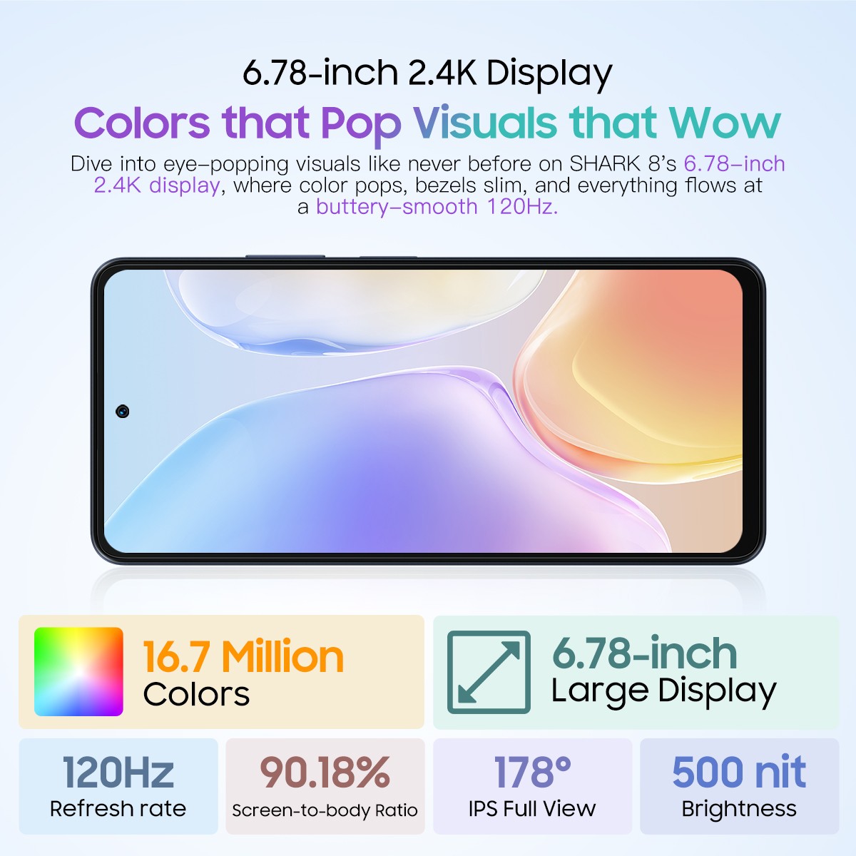 Blackview SHARK 8 4G Smartphone 16GB+128GB 6.78″ Android 13 64MP 5000mAh NFC