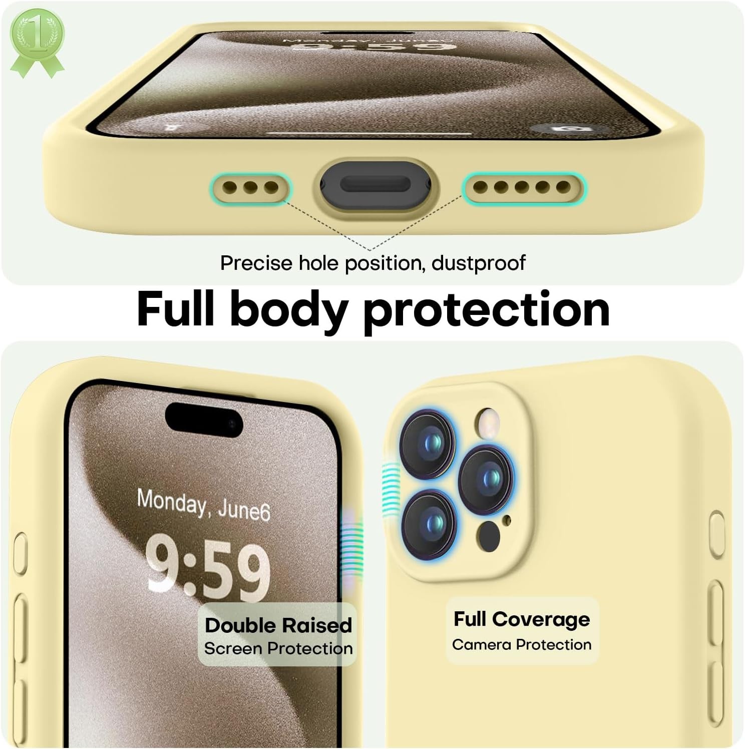 Designed for iPhone 15 Pro Max Case, Premium Silicone Shockproof Protective Case