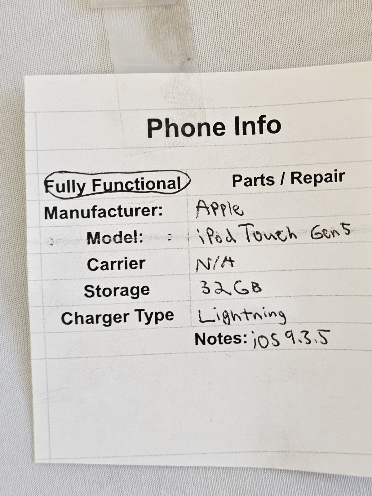 Apple iPod Touch Gen 5 Carrier – N/A Storage – 32GB Tested and Works