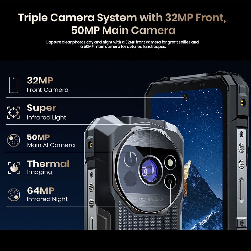 5G Thermal Imaging Camera Rugged Phone Android 16 Rangefinder Outdoors FOSSiBOT