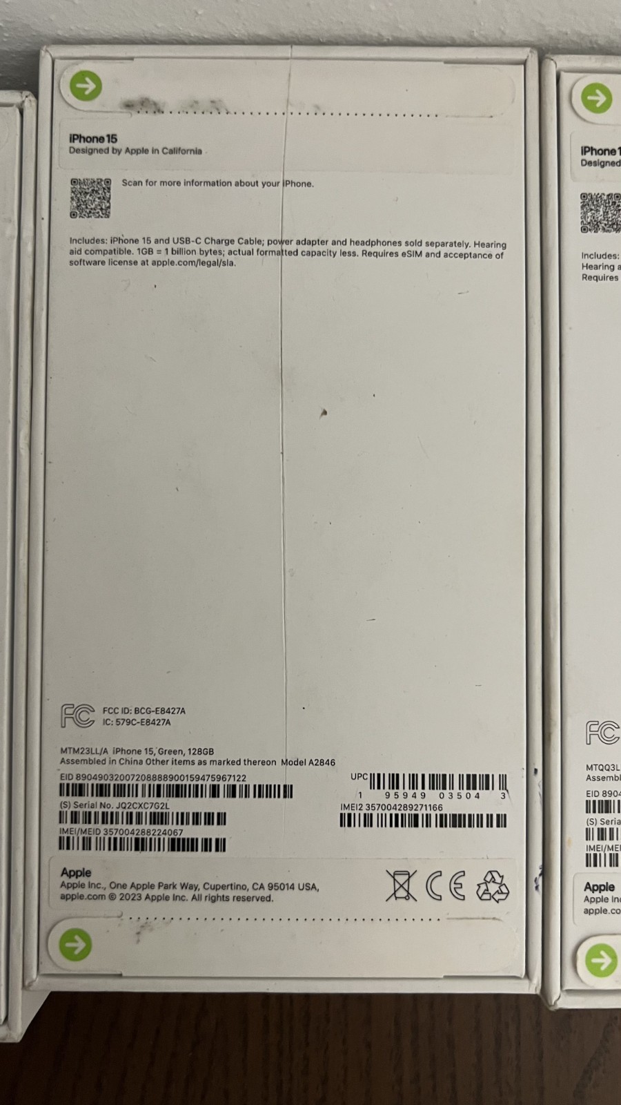 Apple Iphone 15 – Green – 128GB – Model A3092 (China) Unlocked – NEW SEALED