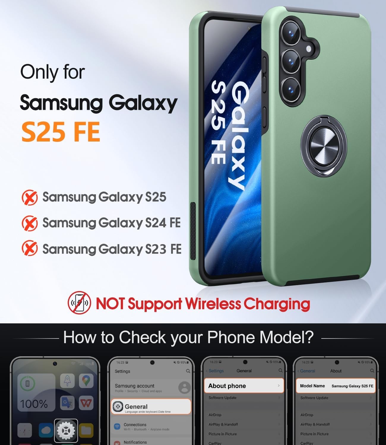 Samsung Galaxy S25 FE Case, Dual Layer Military Grade Shockproof Cover, Alpine G
