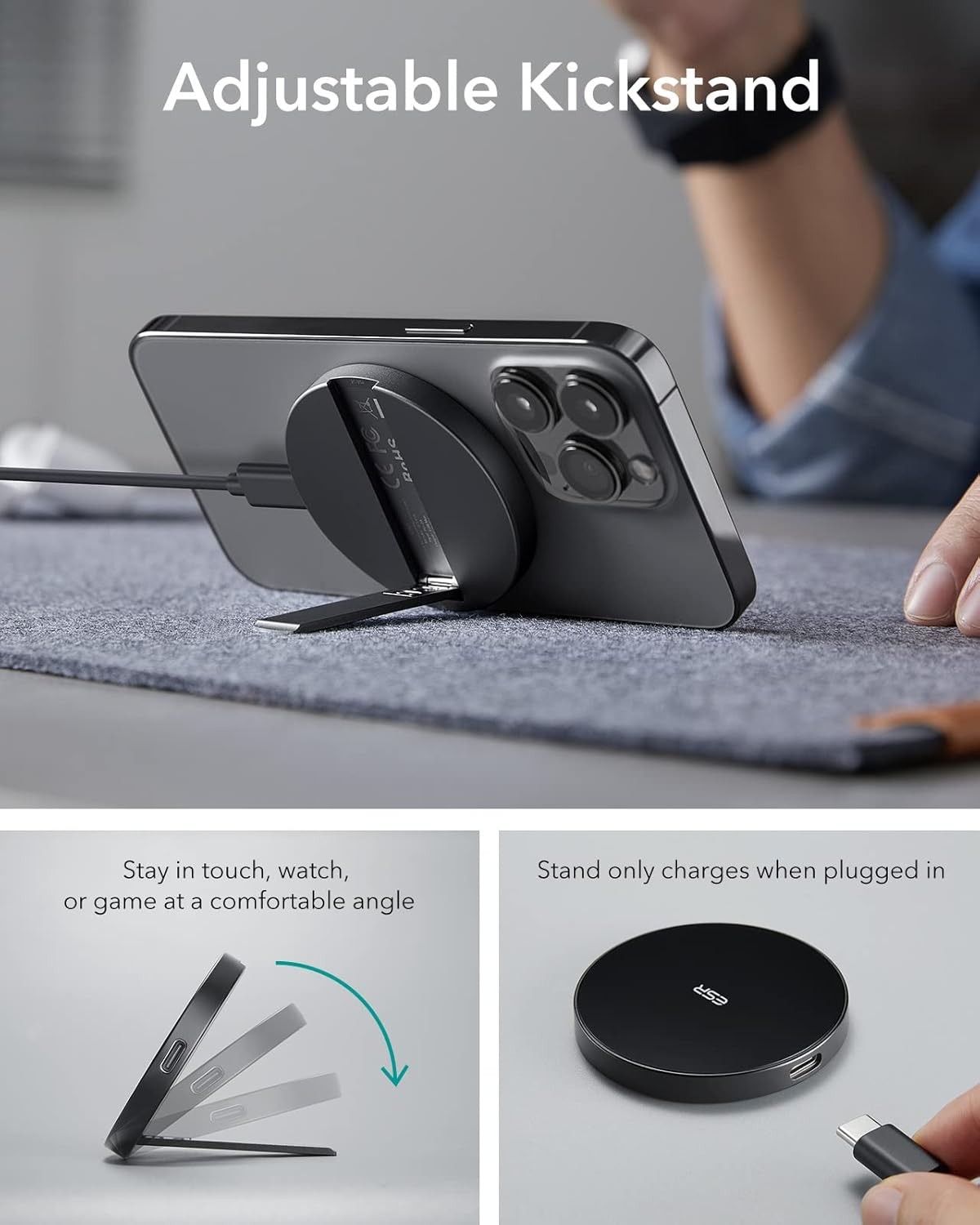 Wireless Fast Charger Pad for iPhone 16/15/14/13/12, 5Ft Cable
