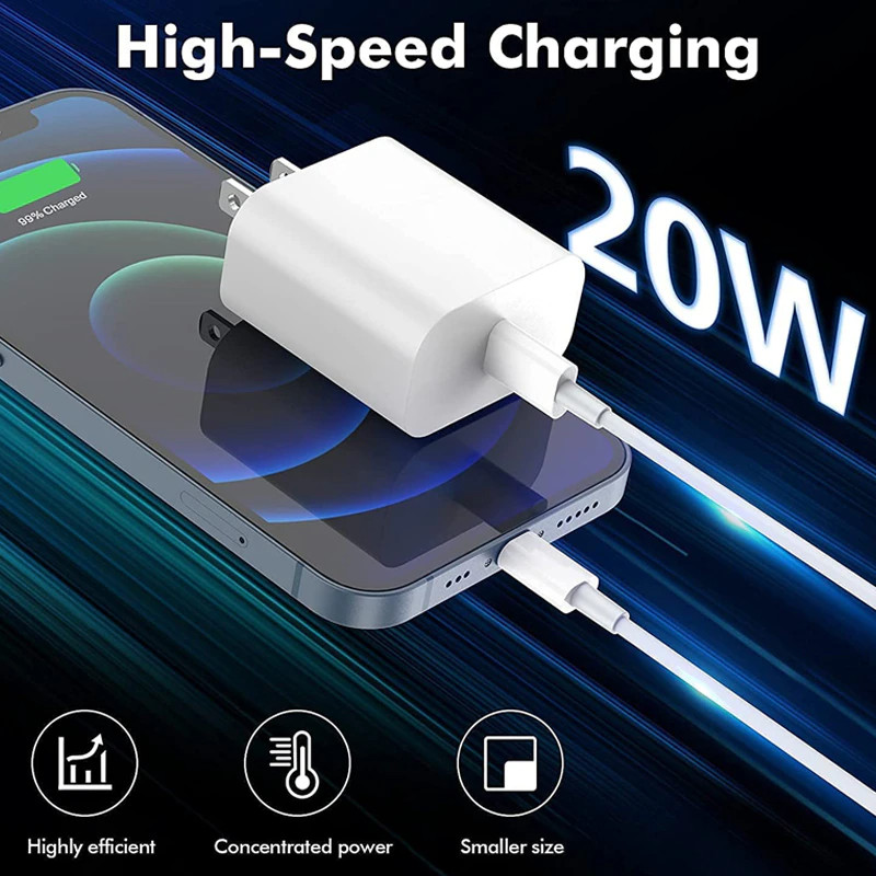 20W USB-C Fast Wall Charger PD Adapter +3ft Cable For iPhone 14/13/12/11 XR Pro