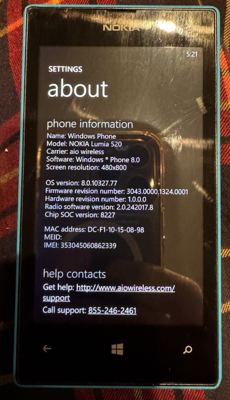Nokia Lumia 520 RM-915 8GB – Blue (ATT) Fast Ship Very Good Used RARE