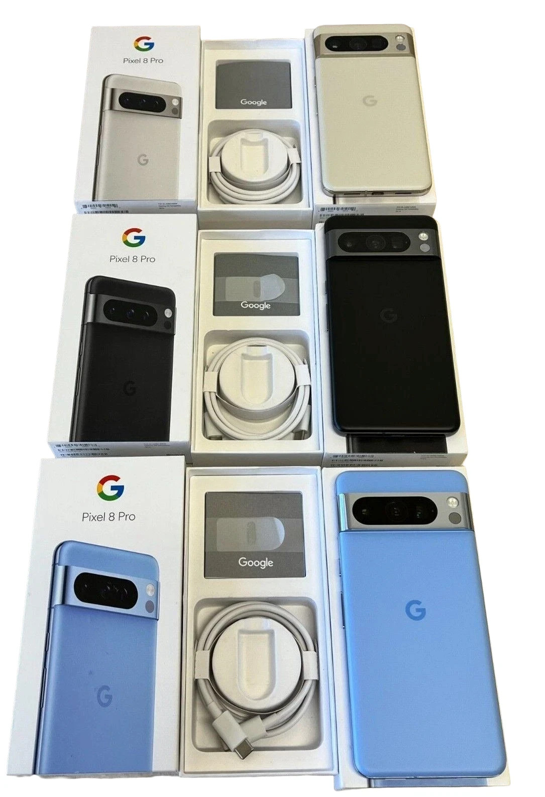 Google Pixel 8 Pro 128GB Unlocked GSM CDMA In-Box Obsidian Blue Porcelain