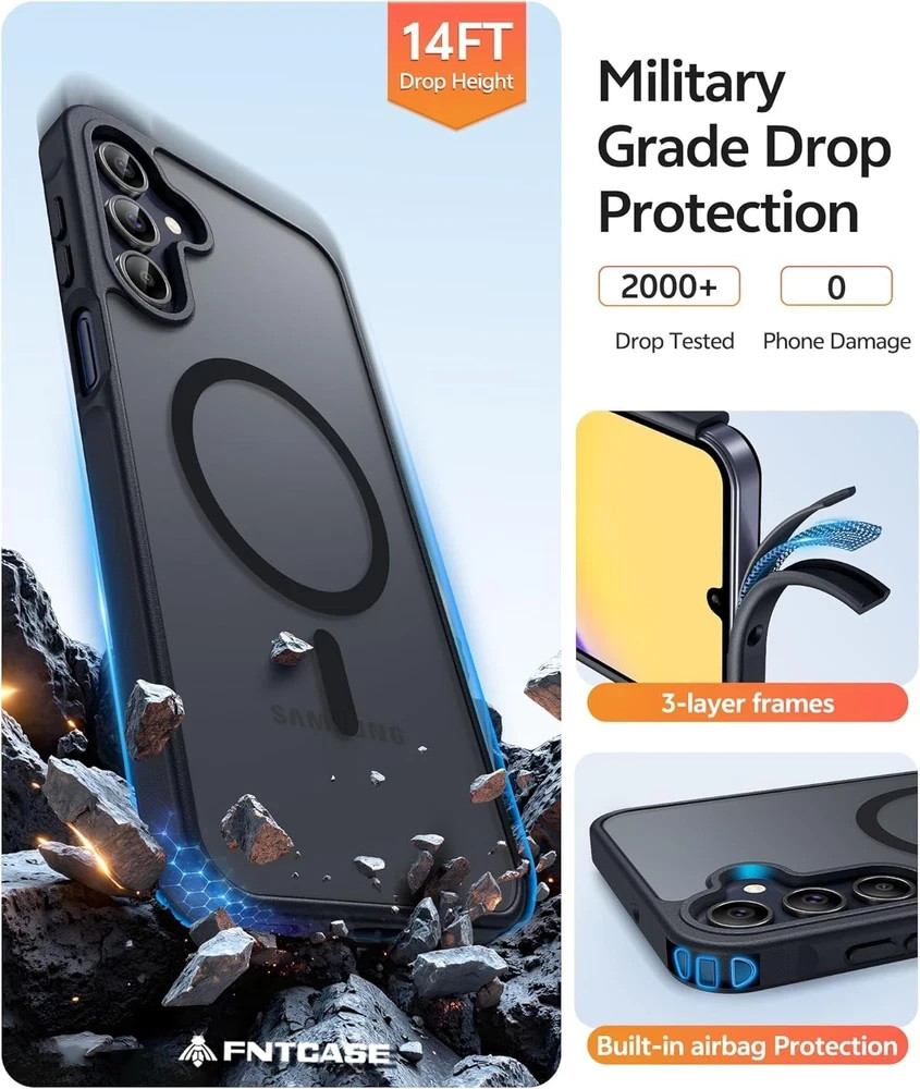 Galaxy A15 5G Phone Case: Matte Translucent Military-Grade Protection – Black