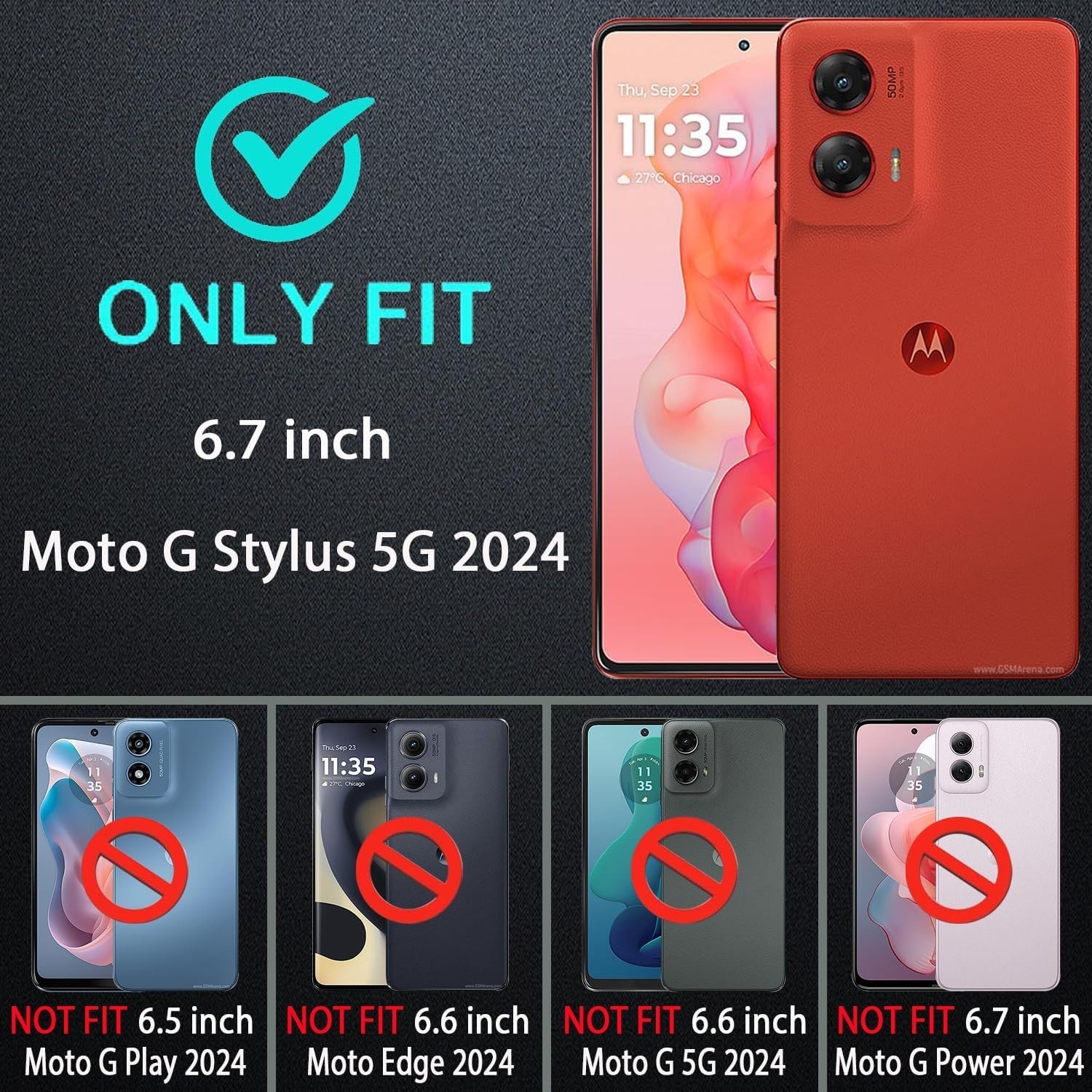 for Moto G Stylus 5G 2024 Case with Tempered Glass Screen Protector [2 Pcs]