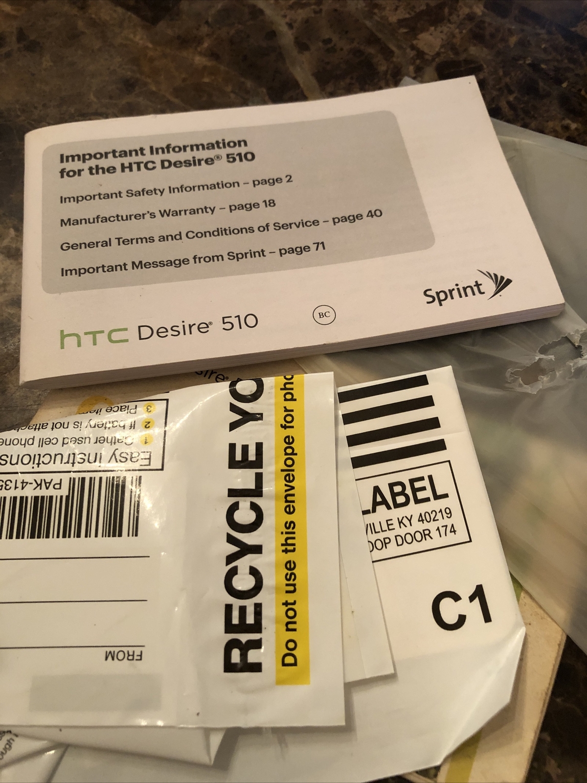 HTC Desire 510 Black For Parts In A box