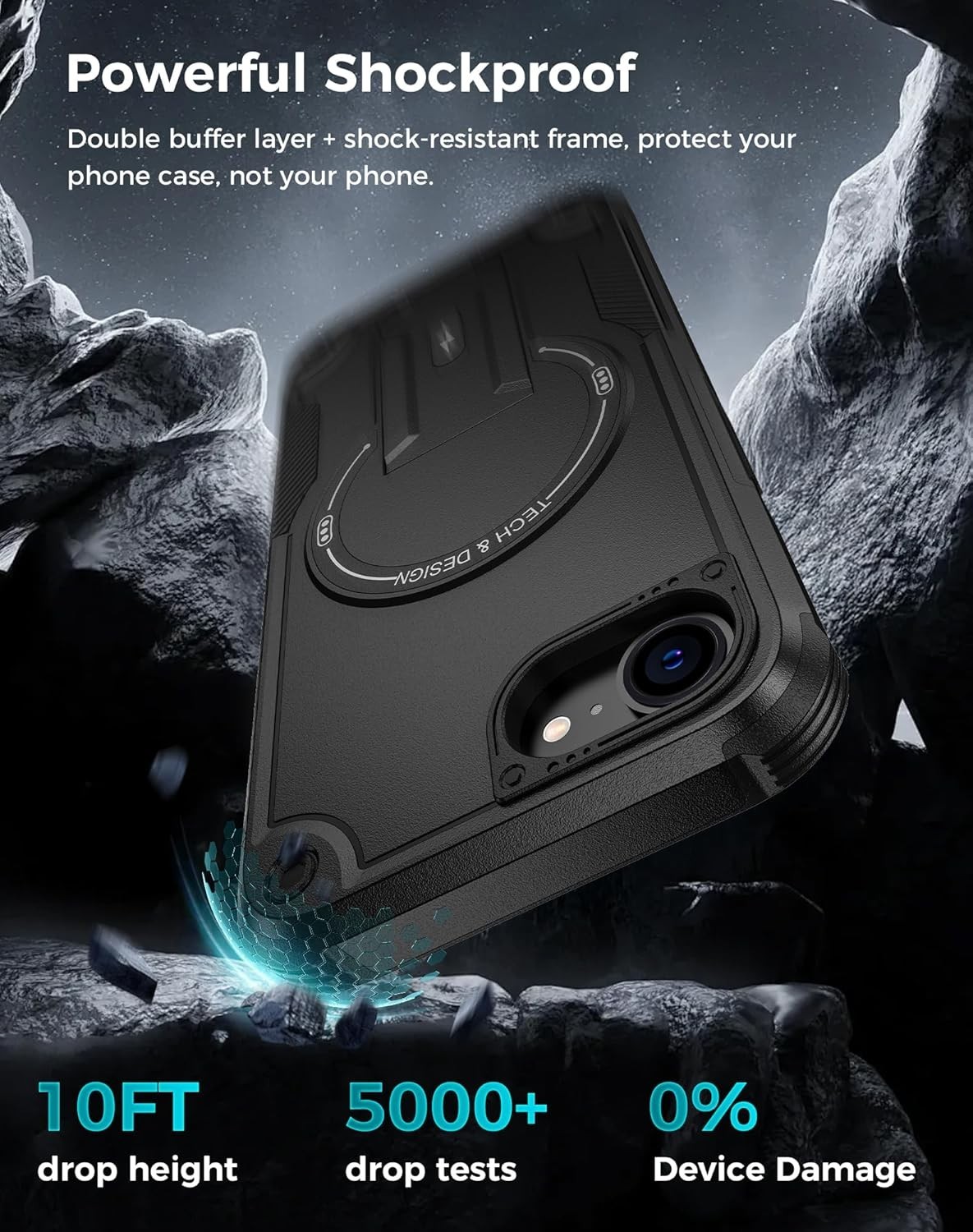 Case & Tempered Glass Screen Protector for iPhone 17e/16e Blue Privacy Shockproo