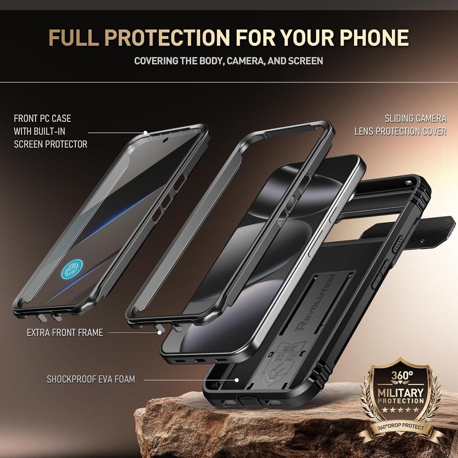 Rugged Shockproof Case with Built-in Screen Protector for Google Pixel 10 Pro XL