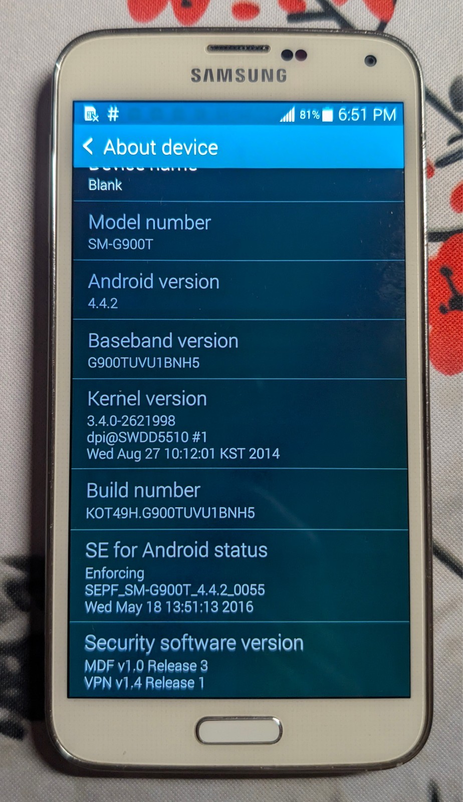 Samsung Galaxy S5, SM-G900, 16GB Smartphone