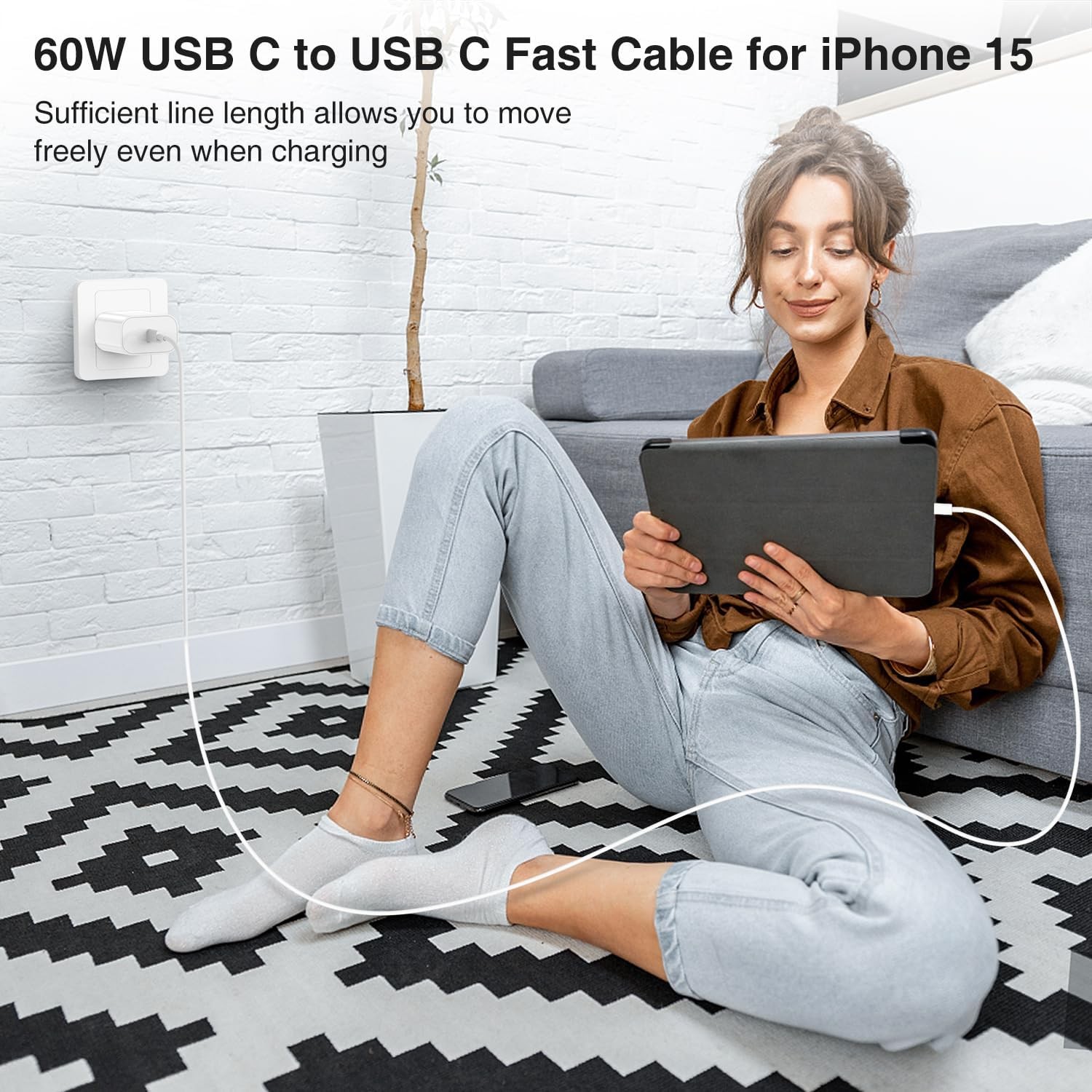 20W USB-C Fast Charger Adapter for iPhone 17 Pro Max/16 Pro Max 10ft Cable