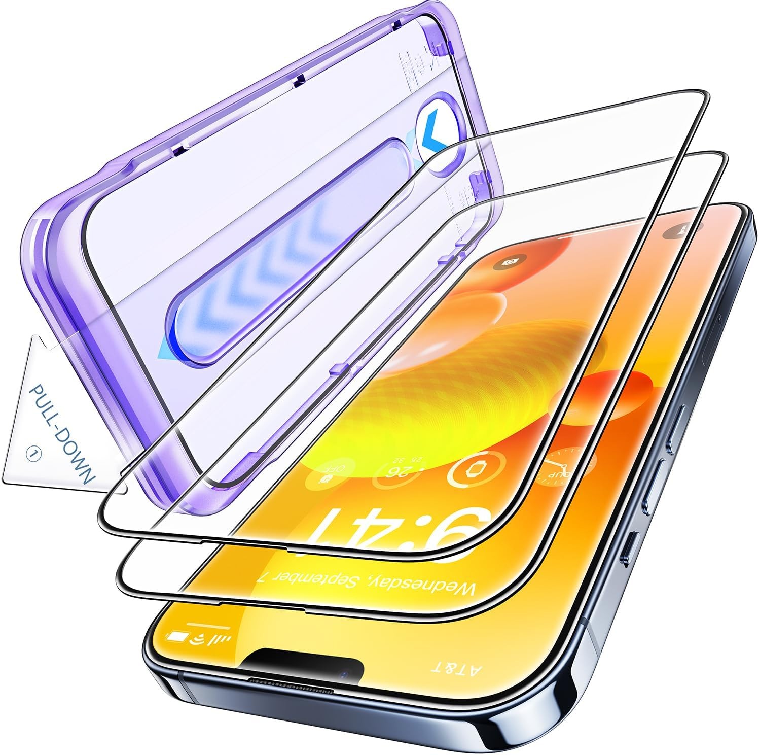 2PCS Screen Protector for iPhone 13 6.1 Inch Tempered Glass Military Grade Shatt