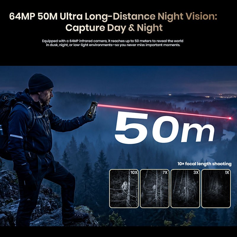 5G Thermal Imaging Camera Rugged Phone Android 16 Rangefinder Outdoors FOSSiBOT