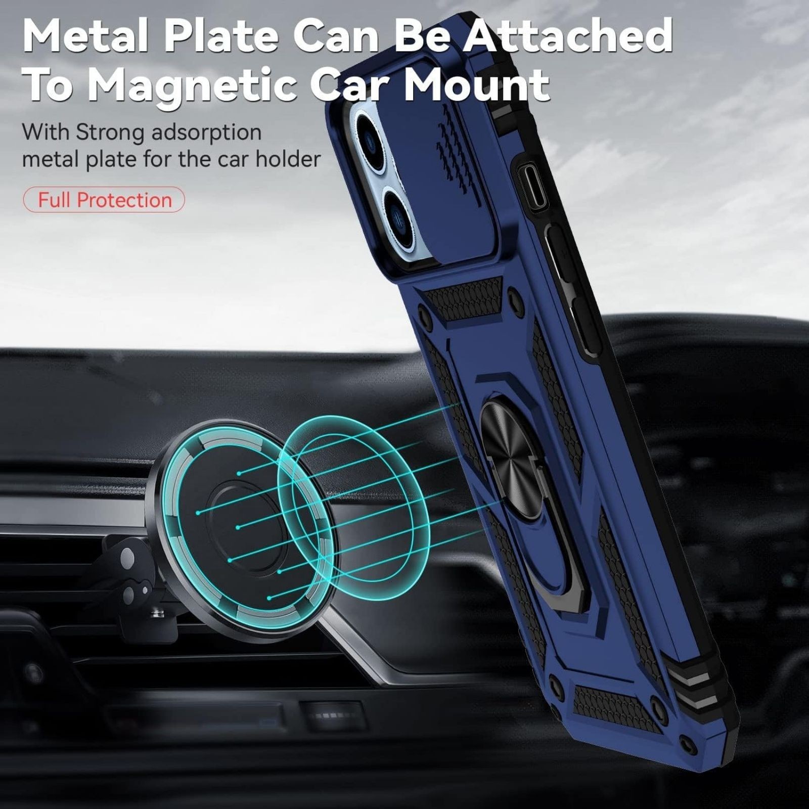 iPhone 13 Pro Max Case with Camera Lens Cover HD Screen Protector, Blue