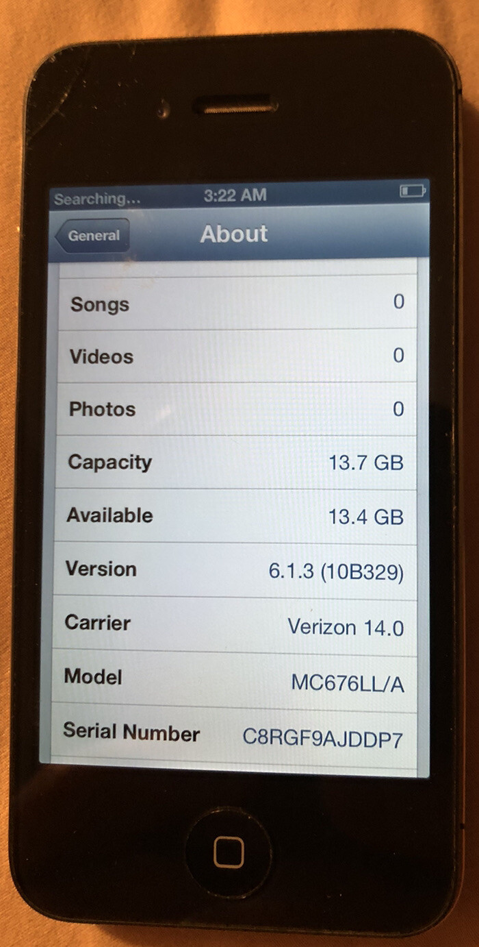 iPhone 4 Black (Verizon) A1349 16GB CDMA Fast Ship Very Good Used IOS 6.1.6