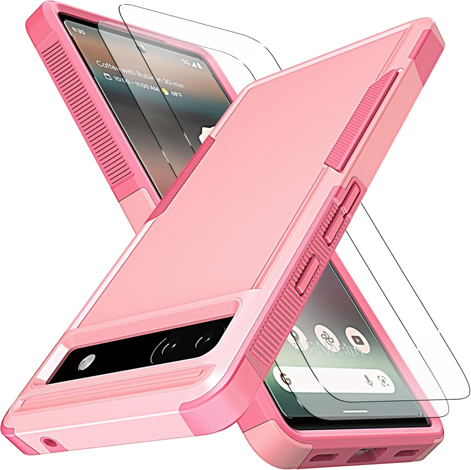 Heavy Duty Full-Body Shockproof Case for Google Pixel 6A 5G 6.1“-Pink